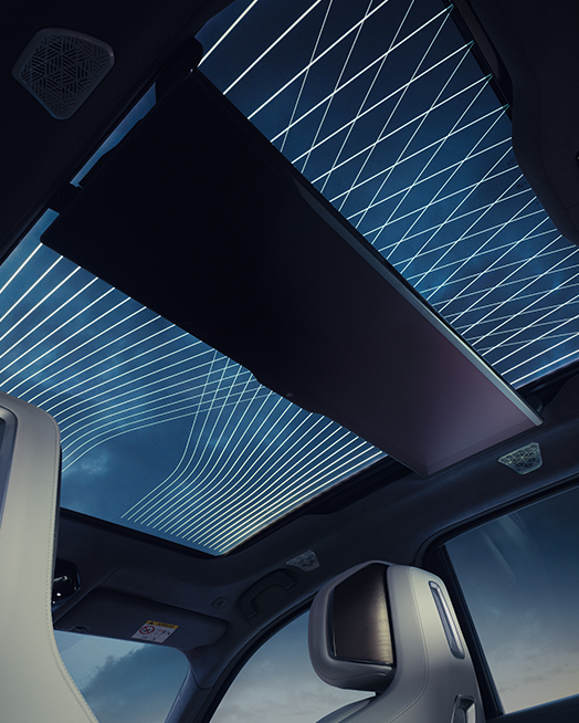 Panorama glass roof sky lounge of BMW i7 xDrive60