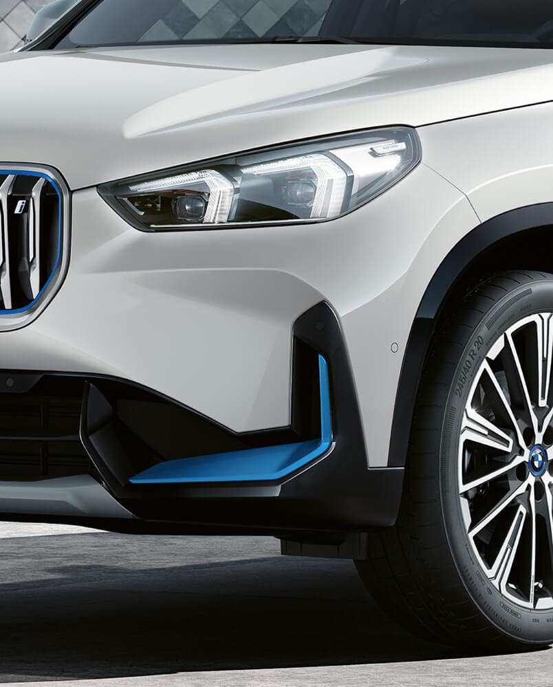 Slim adaptive led lights of BMW electric car iX1 xDrive30 xLine extends far into the flanks